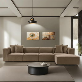 Atelier Del Sofa Sora Sofá Esquinero con Pouf - Marrón